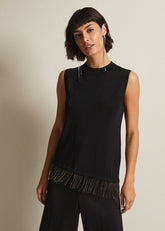 Alara Diamante Sleeveless Top - Black
