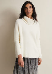Natalia Fluffy Roll Neck Knit - Winter White