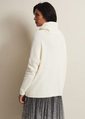 Natalia Fluffy Roll Neck Knit - Winter White