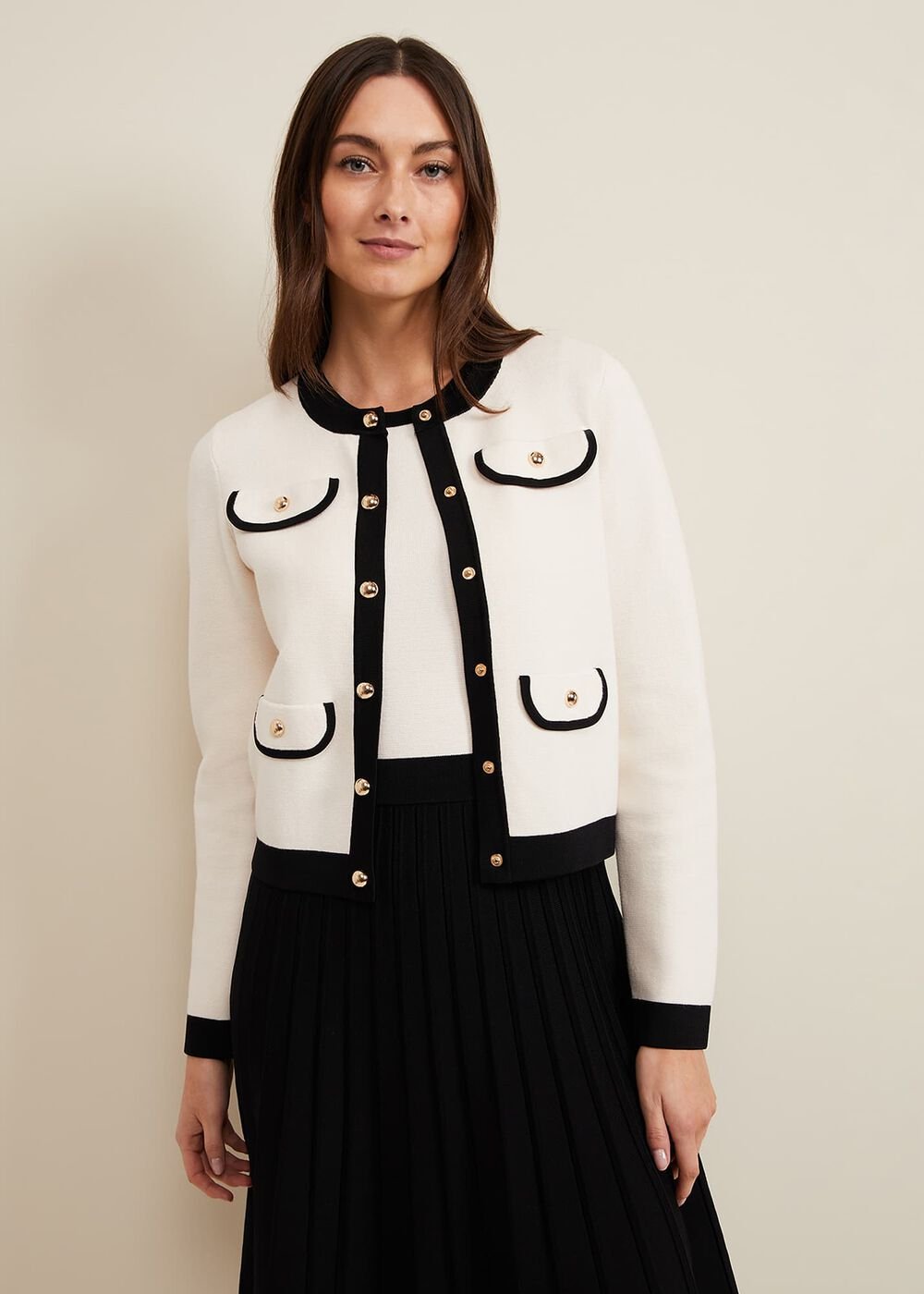 Libby Knit Jacket - Black/Ivory