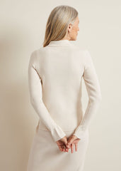Irina Ribbed Button Detail Knit Top - Ivory