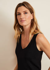 Jessie Ribbed V Neck Cami - Black