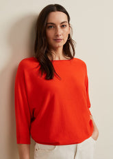 Women's Bright Red Batwing Jumper - Coral