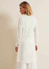 Louise Linen Longline Cardigan - Ivory