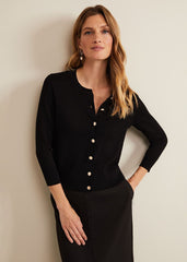 Robin Button Through Cardigan - Black