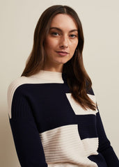 Harper Ripple Top - Navy/Ivory