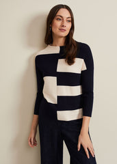 Harper Ripple Top - Navy/Ivory