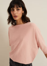 Women's Light Pink Batwing Knitted Jumper - Pink
