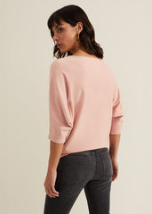 Women's Light Pink Batwing Knitted Jumper - Pink