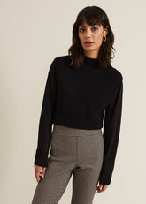 Ella Black Woven Sleeve Jumper - Black