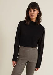 Ella Black Woven Sleeve Jumper - Black