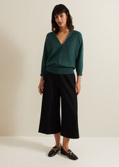 Gina V Neck Batwing Jumper - Green