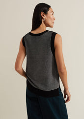 Zoe Tweed Knit Black Tank - Black/Ivory