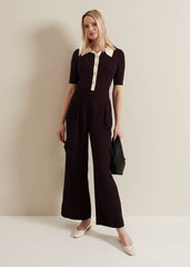 Rosie Tipped Collar Top - Burgundy