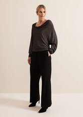 Malti Metallic Cowl Neck Knit - Gunmetal