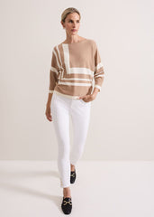 Geri Geo Lined Knit Top - Camel