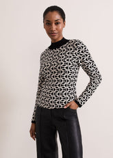 Callie Chain Jacquard Fitted Top - Black/Ivory