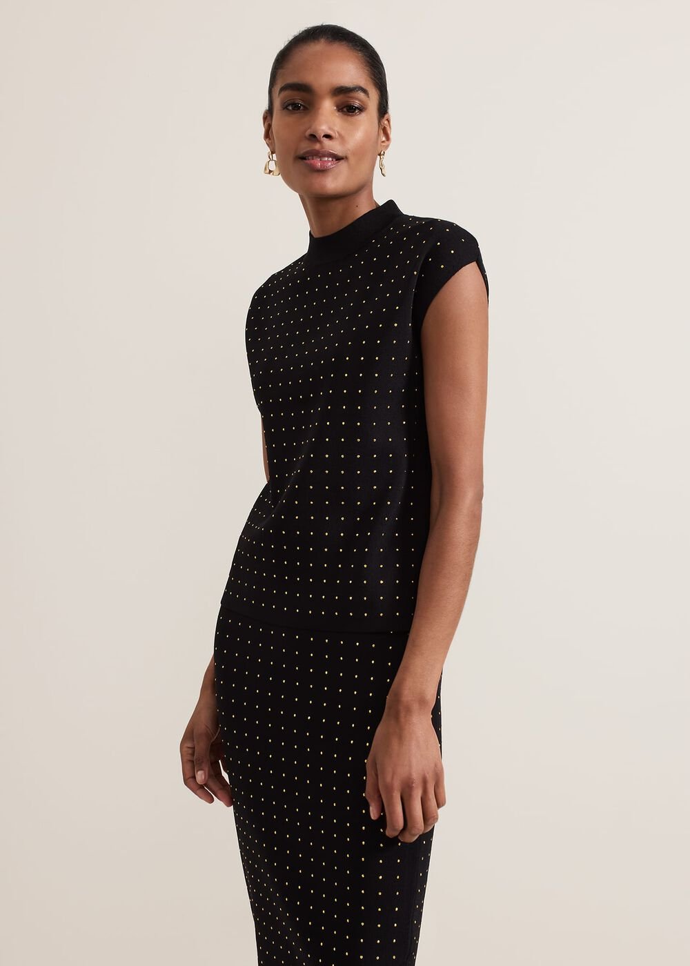 Kendall Stud Knit Top - Black