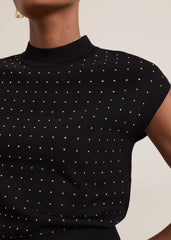 Kendall Stud Knit Top - Black