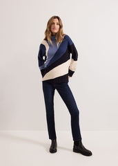 Sabrina Swirl Jacqaurd Jumper - Navy