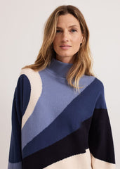 Sabrina Swirl Jacqaurd Jumper - Navy