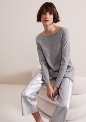 Sofia Silver Lurex Asymetric Jumper - Silver