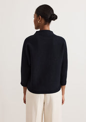 Bessie Blue Floral Placement Knit - Navy