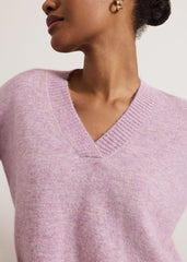 Olivia V Neck Alpaca Jumper - Pink