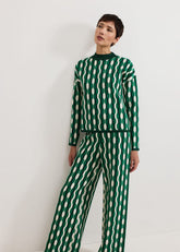 Payton Geo Jacquard Knit Top - Green