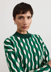 Payton Geo Jacquard Knit Top - Green