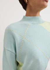 Darla Argyle Jumper - Light Green