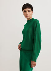 Jess Textured Funnel Neck Jumper - Green