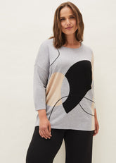 Francis Abstract Print Knit Jumper - Grey Multi