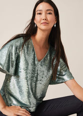 Adara Sequin Blouse - Mint