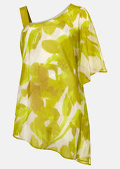 Coline Asymmetric Silk Blend Blouse - Chartreuse