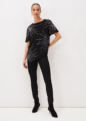 Starburst Sequin Blouse - Black