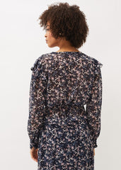 Lola Floral Co-Ord Blouse - Navy/Pink
