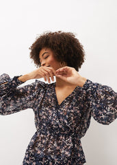 Lola Floral Co-Ord Blouse - Navy/Pink