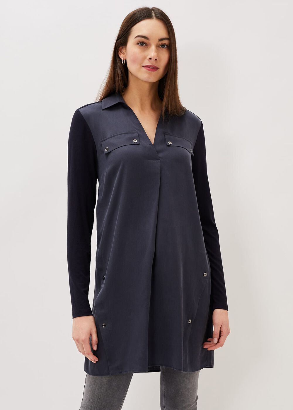 Neave Button Tunic - Navy