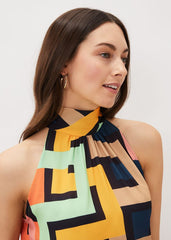 Milano Sleeveless Print Blouse - Dark Multi
