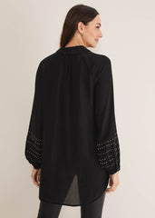 Tullulah Heatfix Sleeve Tunic Blouse - Black