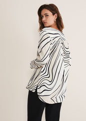 Macie Zip Blouse - Black/Cream