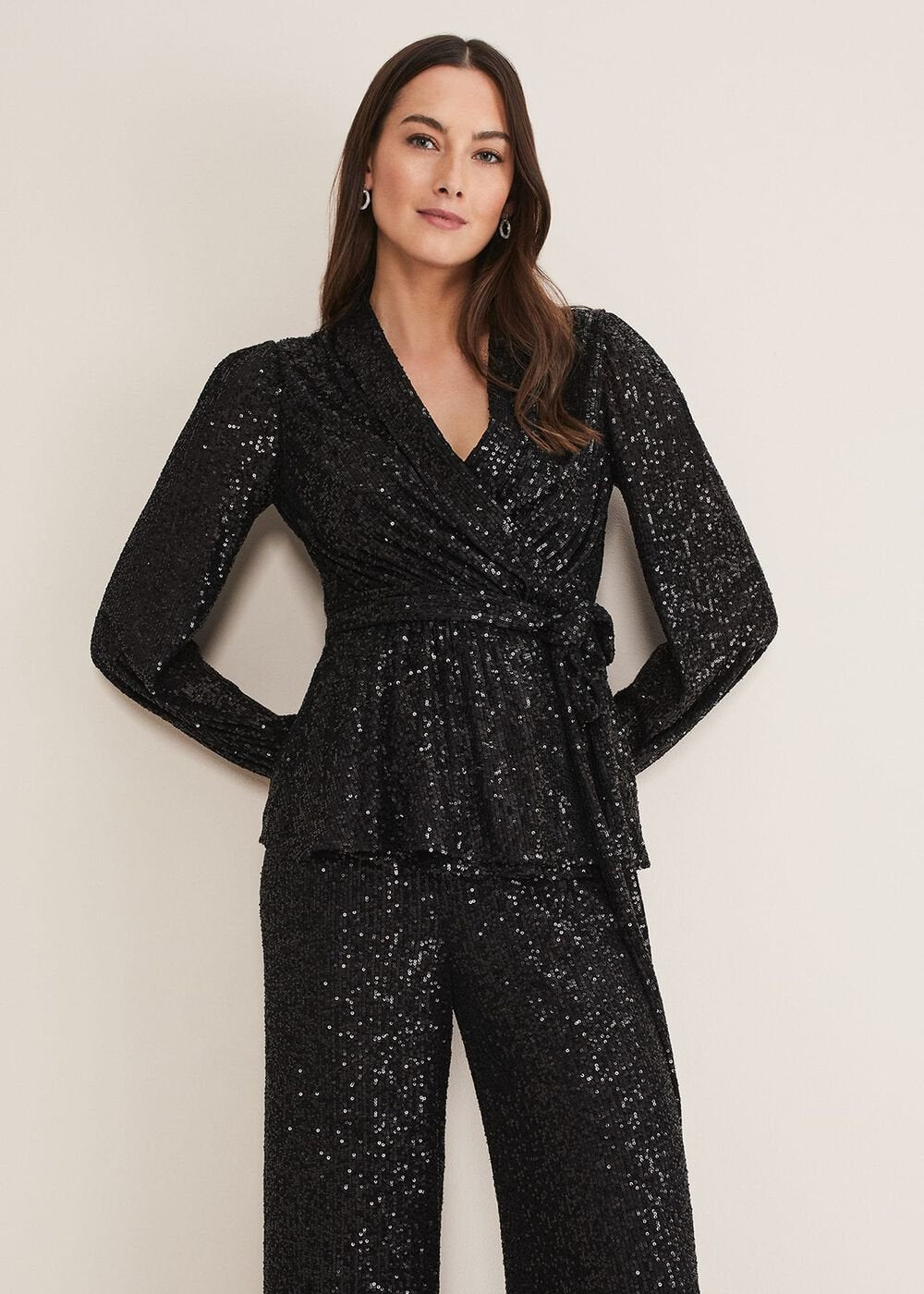 Florentine Sequin Blouse Co-Ord - Black