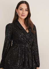 Florentine Sequin Blouse Co-Ord - Black