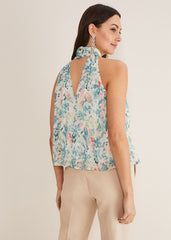 Lea Floral Pleat Blouse - Pastels/Multi
