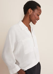 Cynthia Zip Shirt - White
