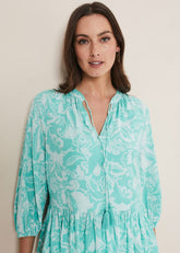Lara Paisley Print Blouse - Aqua