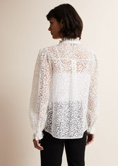 Astella Ruffle Burnout Blouse - White