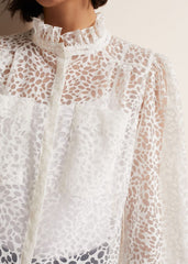 Astella Ruffle Burnout Blouse - White