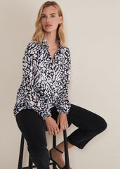 Amryn Abstract Blouse - Carbon/Ivory